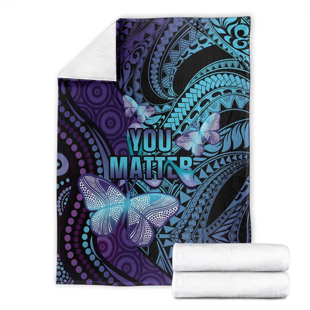 You Matter Suicide Prevention Awareness Blanket Butterfly Aboriginal Mix Polynesian Pattern