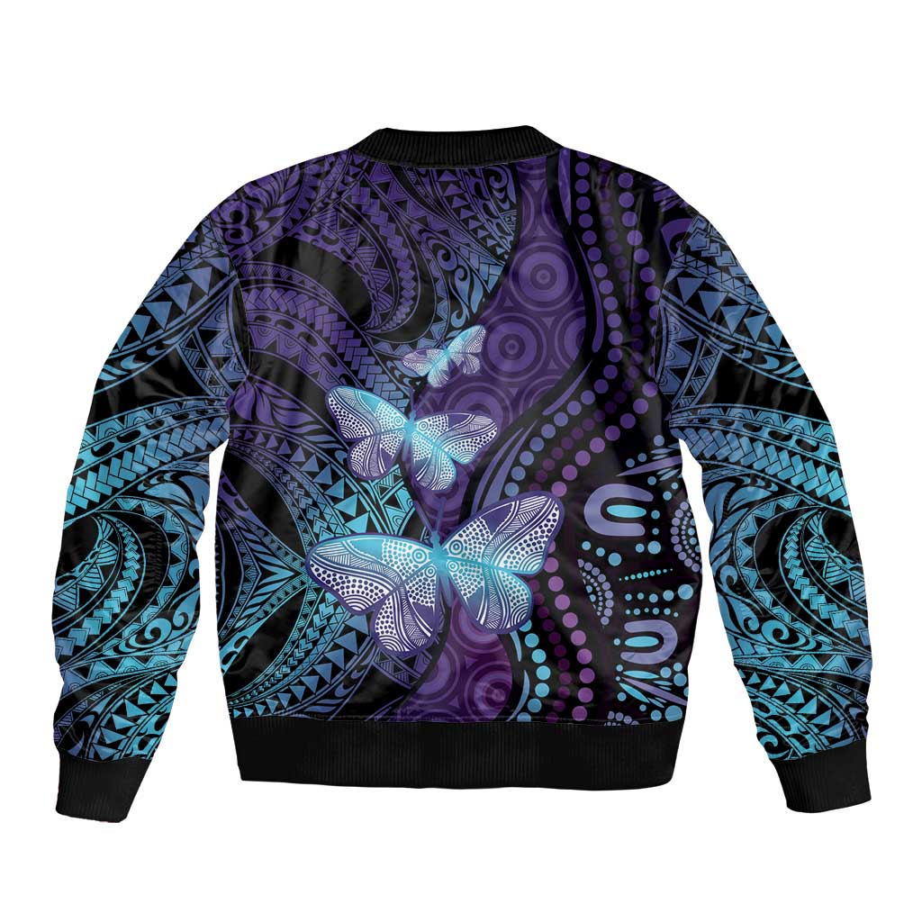 You Matter Suicide Prevention Awareness Bomber Jacket Butterfly Aboriginal Mix Polynesian Pattern