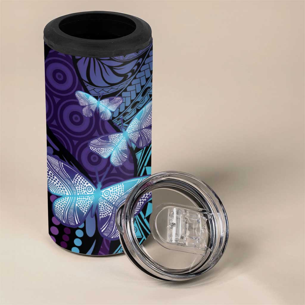 You Matter Suicide Prevention Awareness 4 in 1 Can Cooler Tumbler Butterfly Aboriginal Mix Polynesian Pattern