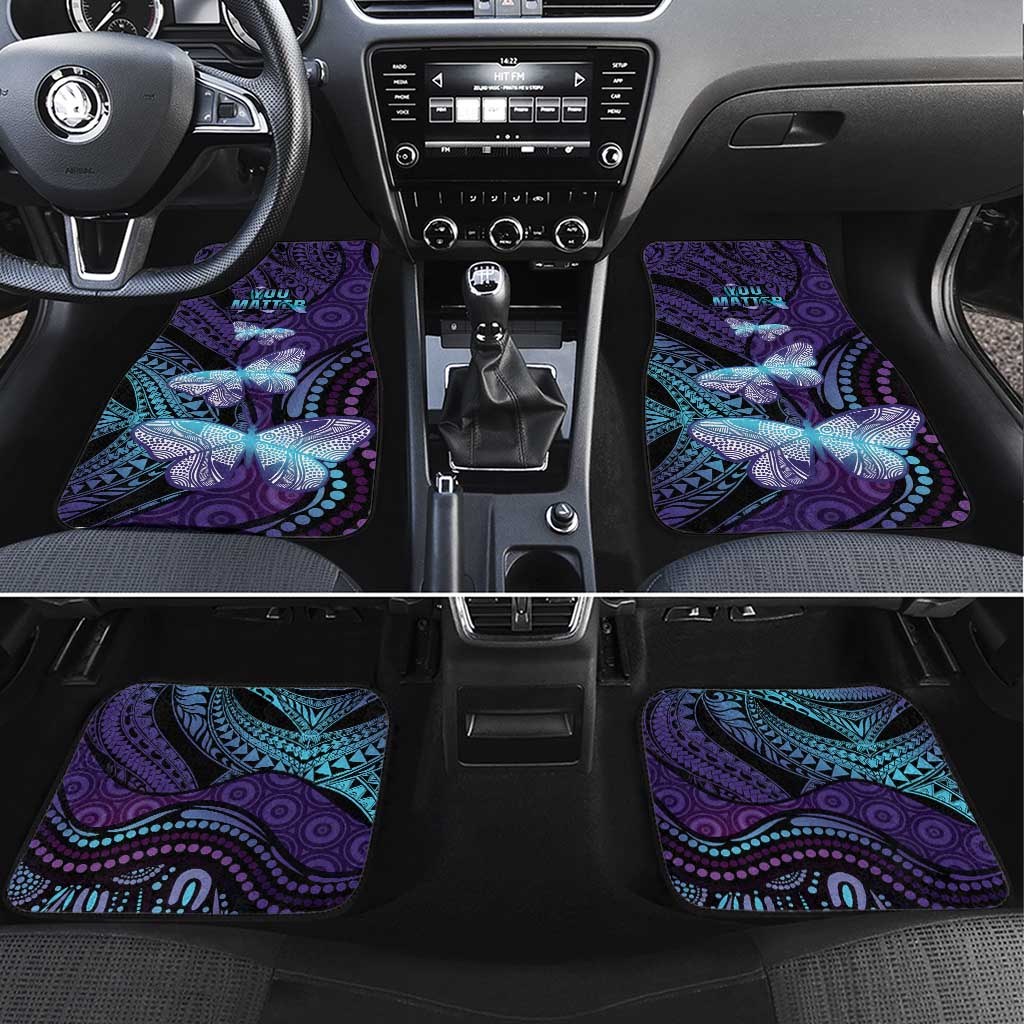 You Matter Suicide Prevention Awareness Car Mats Butterfly Aboriginal Mix Polynesian Pattern