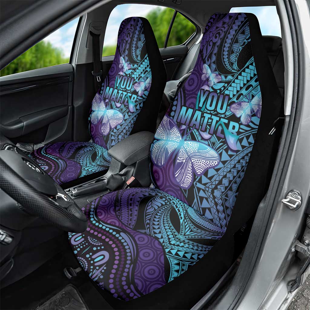 You Matter Suicide Prevention Awareness Car Seat Cover Butterfly Aboriginal Mix Polynesian Pattern