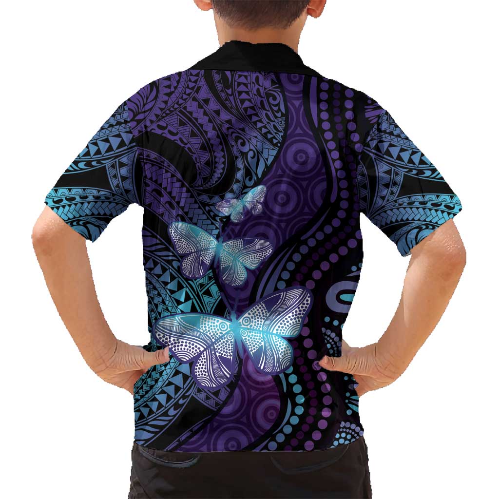 You Matter Suicide Prevention Awareness Family Matching Long Sleeve Bodycon Dress and Hawaiian Shirt Butterfly Aboriginal Mix Polynesian Pattern