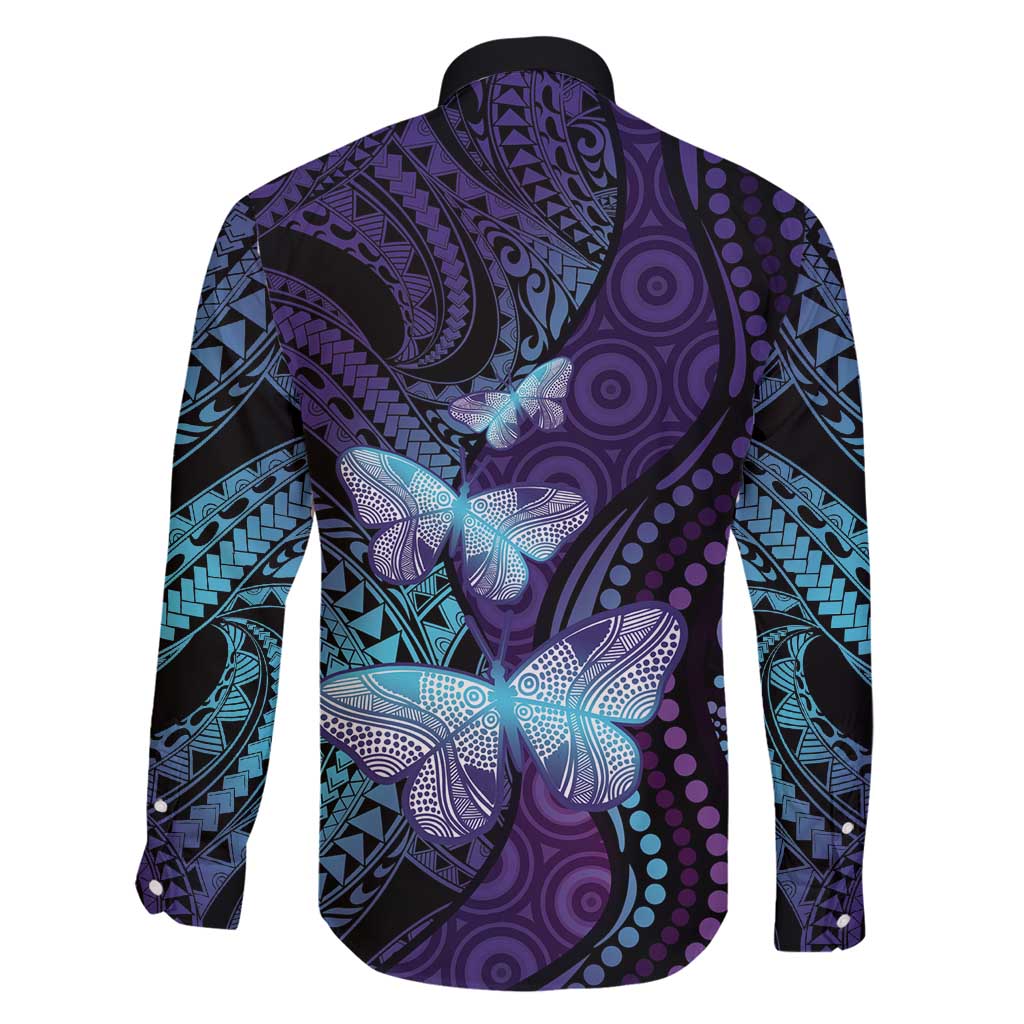 You Matter Suicide Prevention Awareness Family Matching Long Sleeve Bodycon Dress and Hawaiian Shirt Butterfly Aboriginal Mix Polynesian Pattern