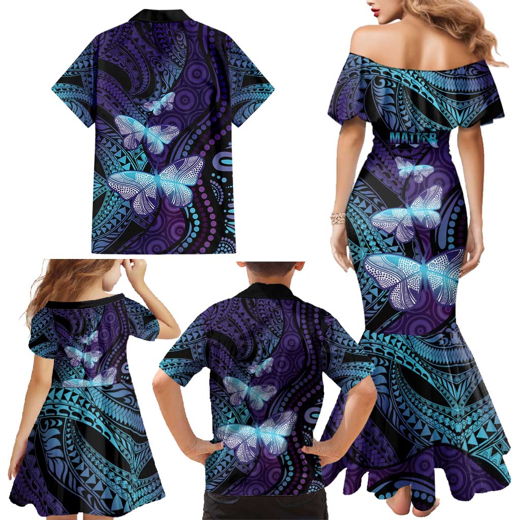 You Matter Suicide Prevention Awareness Family Matching Mermaid Dress and Hawaiian Shirt Butterfly Aboriginal Mix Polynesian Pattern