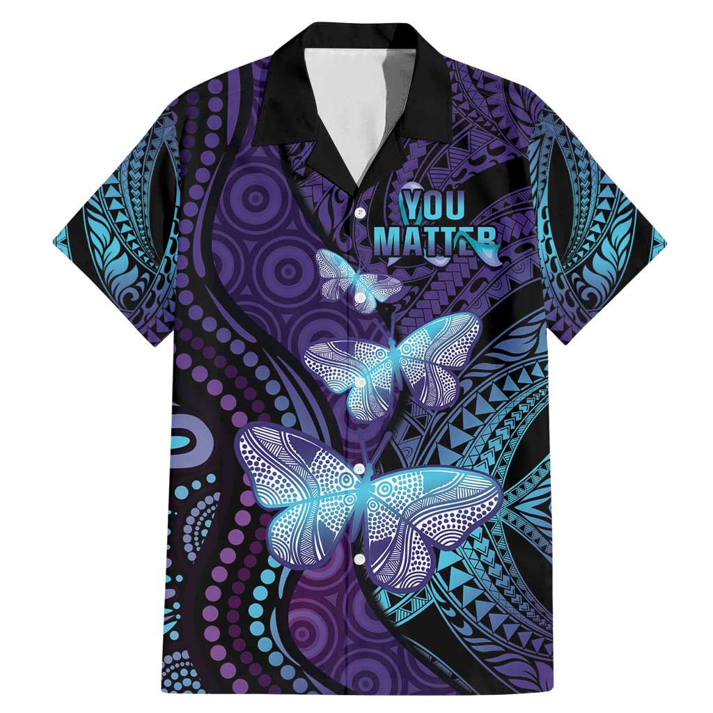 You Matter Suicide Prevention Awareness Family Matching Mermaid Dress and Hawaiian Shirt Butterfly Aboriginal Mix Polynesian Pattern