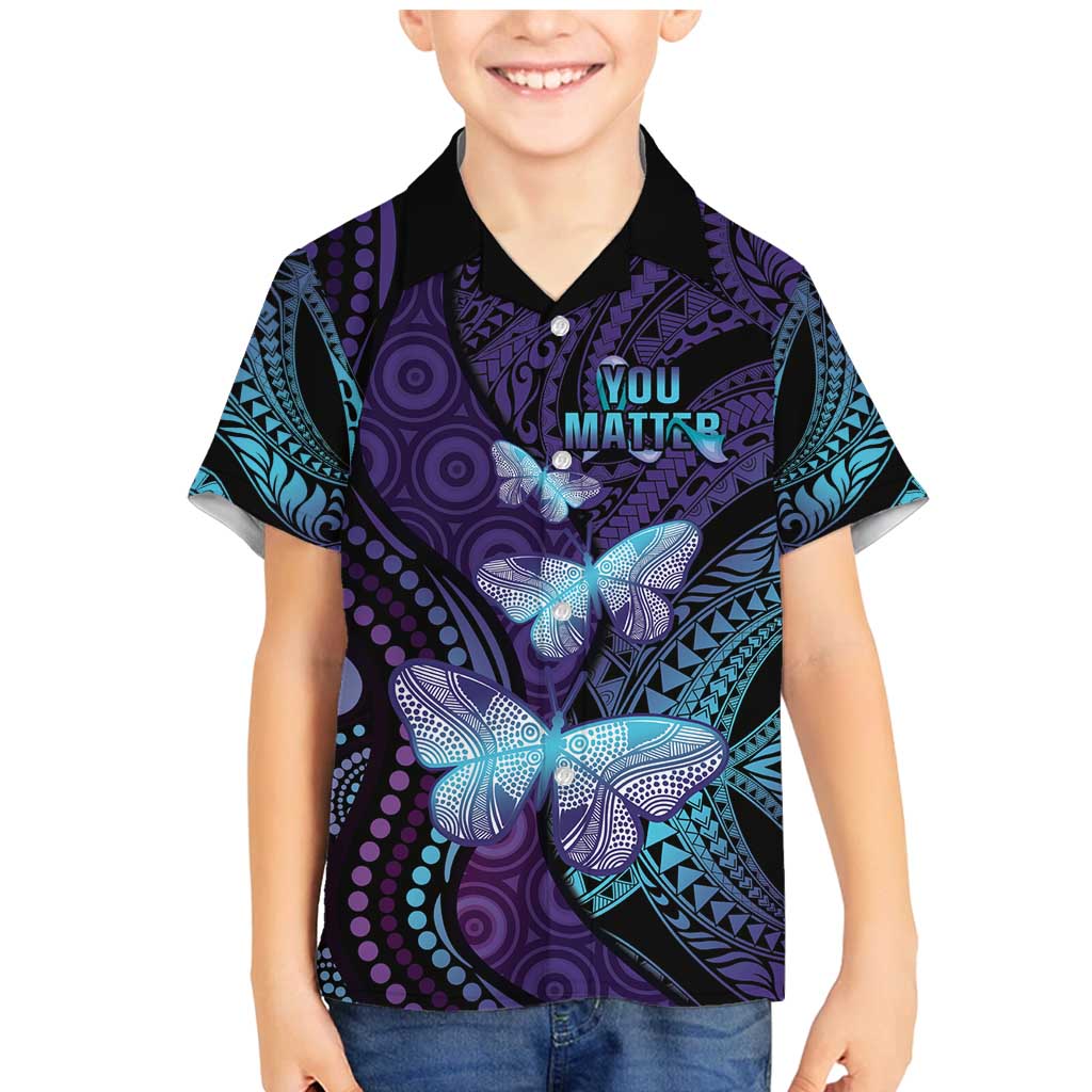 You Matter Suicide Prevention Awareness Family Matching Mermaid Dress and Hawaiian Shirt Butterfly Aboriginal Mix Polynesian Pattern