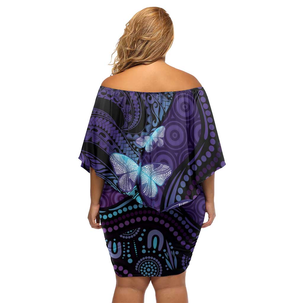 You Matter Suicide Prevention Awareness Family Matching Off Shoulder Short Dress and Hawaiian Shirt Butterfly Aboriginal Mix Polynesian Pattern LT14