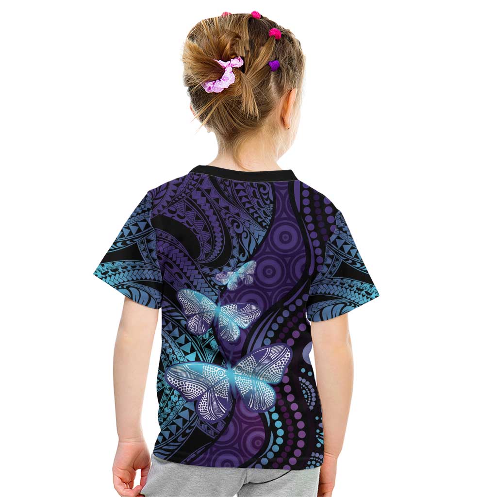 You Matter Suicide Prevention Awareness Kid T Shirt Butterfly Aboriginal Mix Polynesian Pattern