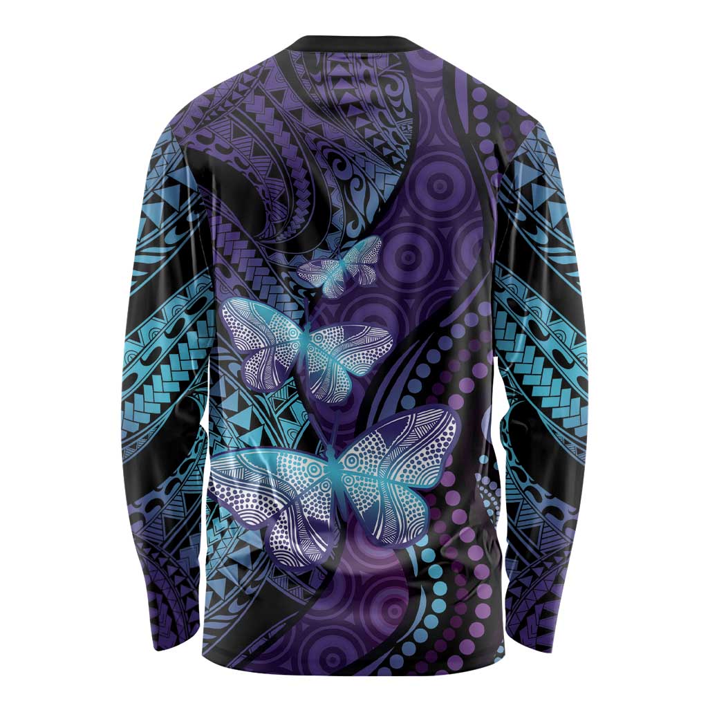 You Matter Suicide Prevention Awareness Long Sleeve Shirt Butterfly Aboriginal Mix Polynesian Pattern