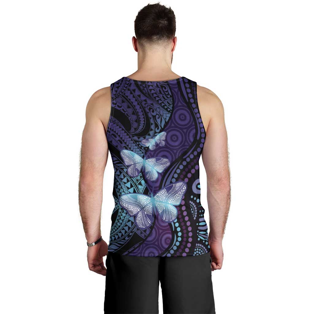 You Matter Suicide Prevention Awareness Men Tank Top Butterfly Aboriginal Mix Polynesian Pattern