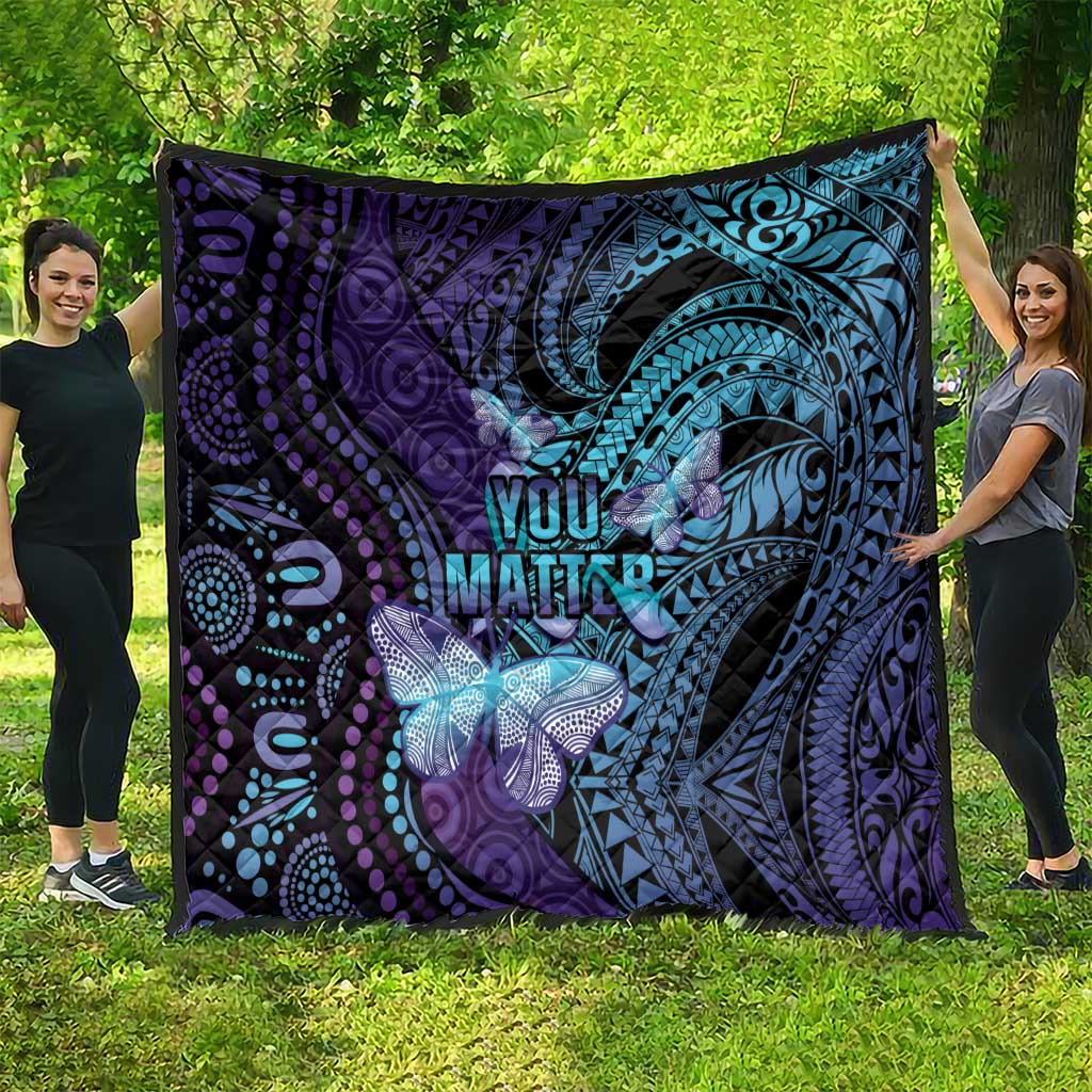 You Matter Suicide Prevention Awareness Quilt Butterfly Aboriginal Mix Polynesian Pattern