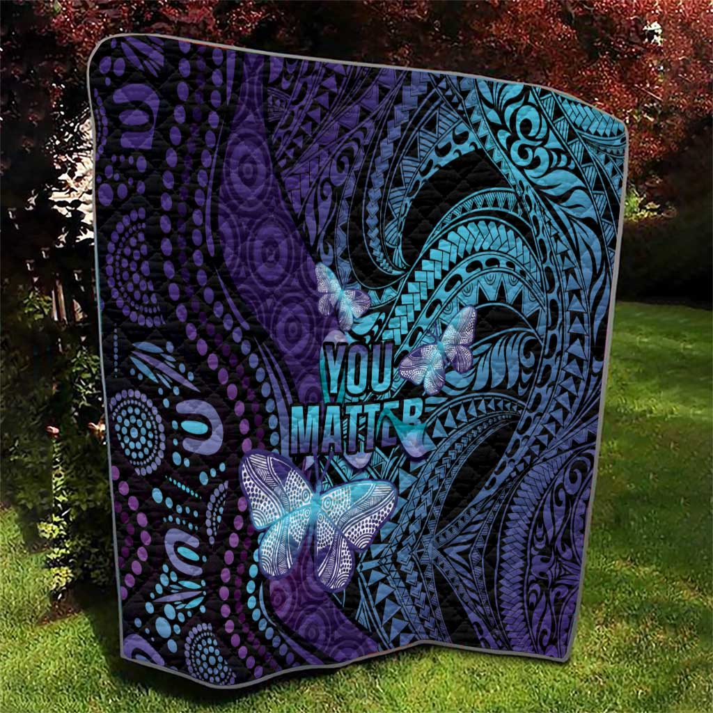 You Matter Suicide Prevention Awareness Quilt Butterfly Aboriginal Mix Polynesian Pattern