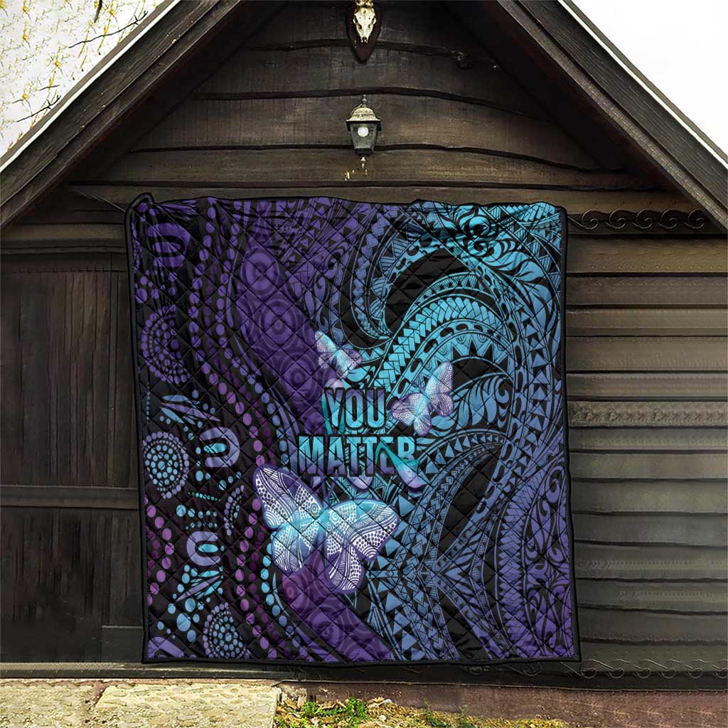 You Matter Suicide Prevention Awareness Quilt Butterfly Aboriginal Mix Polynesian Pattern