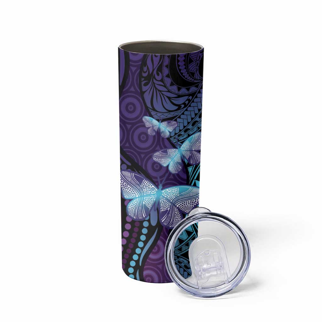 You Matter Suicide Prevention Awareness Skinny Tumbler Butterfly Aboriginal Mix Polynesian Pattern