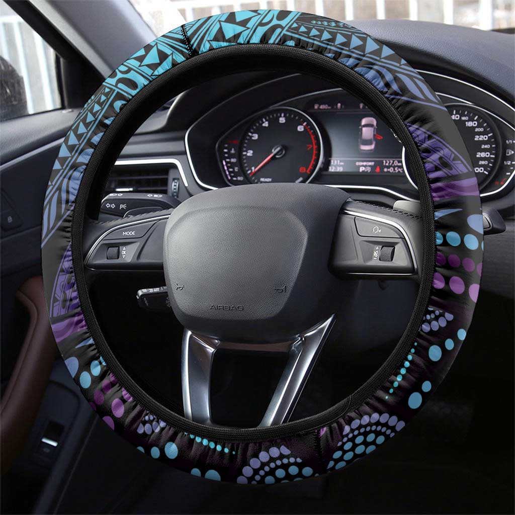 You Matter Suicide Prevention Awareness Steering Wheel Cover Butterfly Aboriginal Mix Polynesian Pattern