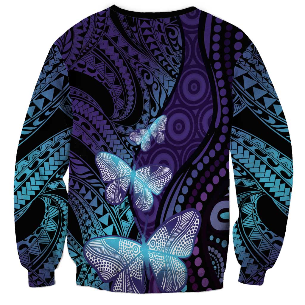 You Matter Suicide Prevention Awareness Sweatshirt Butterfly Aboriginal Mix Polynesian Pattern