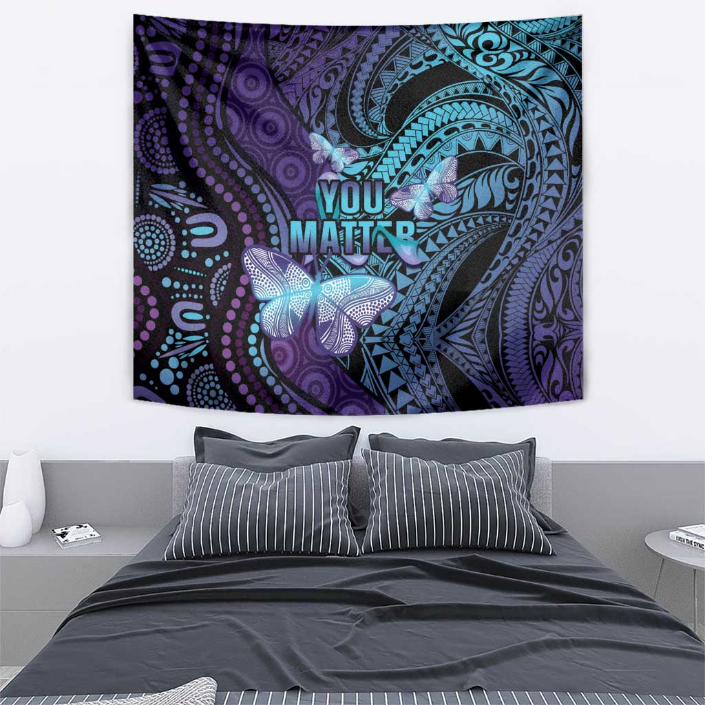 You Matter Suicide Prevention Awareness Tapestry Butterfly Aboriginal Mix Polynesian Pattern