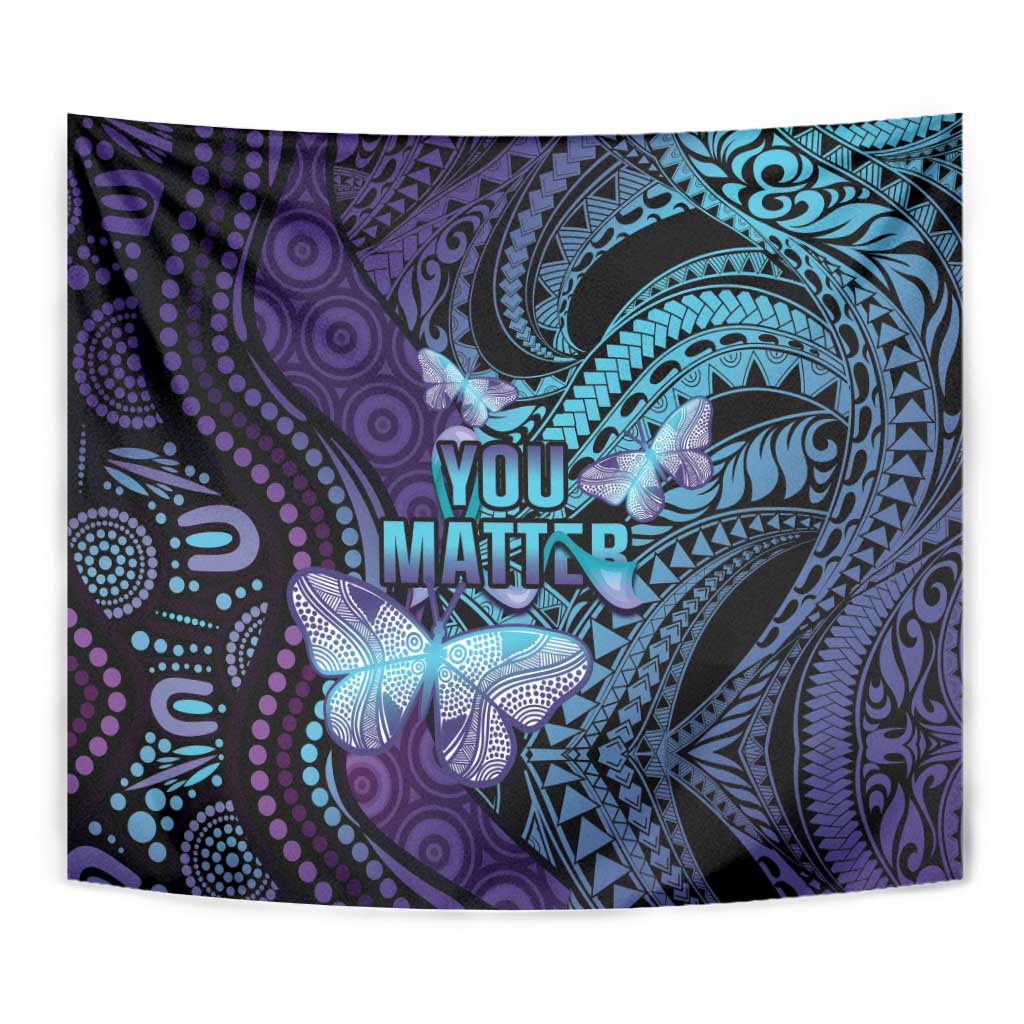 You Matter Suicide Prevention Awareness Tapestry Butterfly Aboriginal Mix Polynesian Pattern