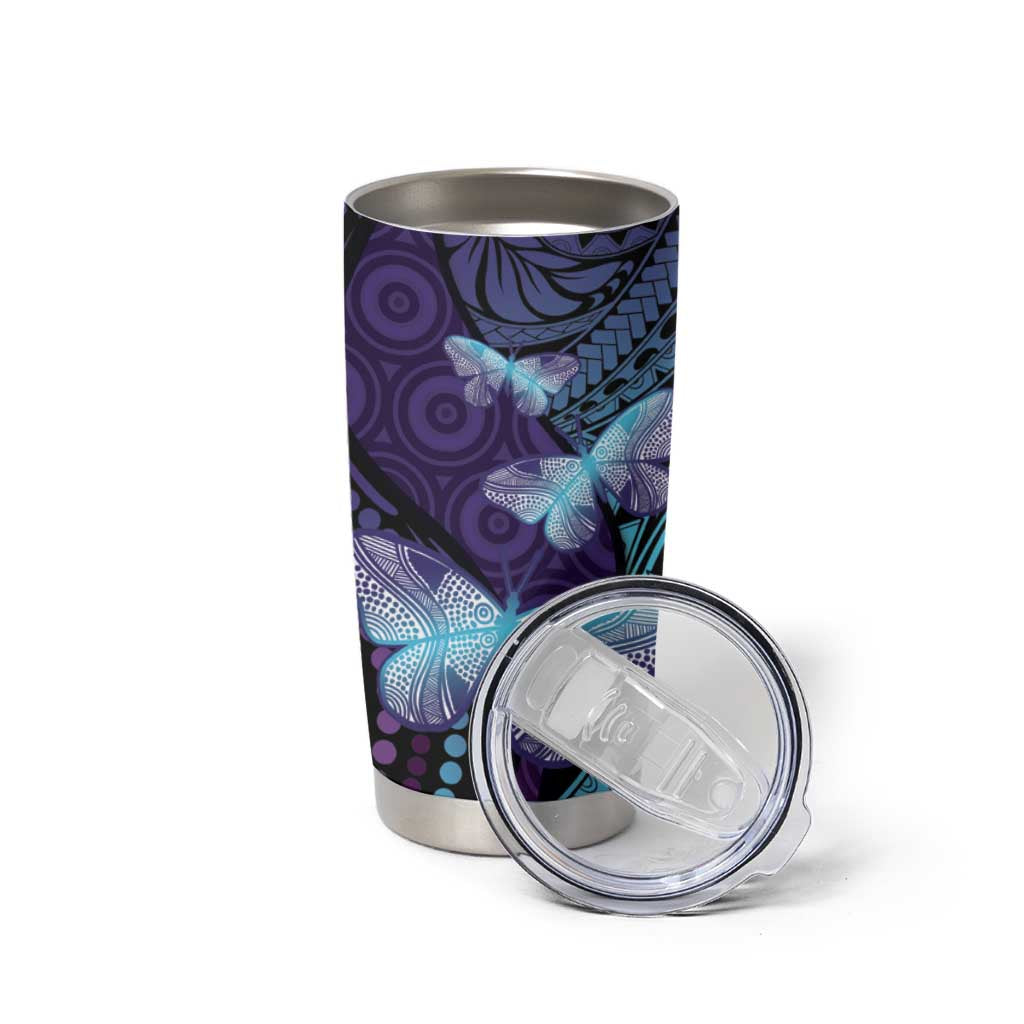 You Matter Suicide Prevention Awareness Tumbler Cup Butterfly Aboriginal Mix Polynesian Pattern