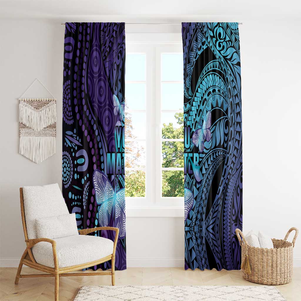 You Matter Suicide Prevention Awareness Window Curtain Butterfly Aboriginal Mix Polynesian Pattern