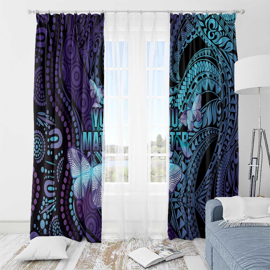 You Matter Suicide Prevention Awareness Window Curtain Butterfly Aboriginal Mix Polynesian Pattern