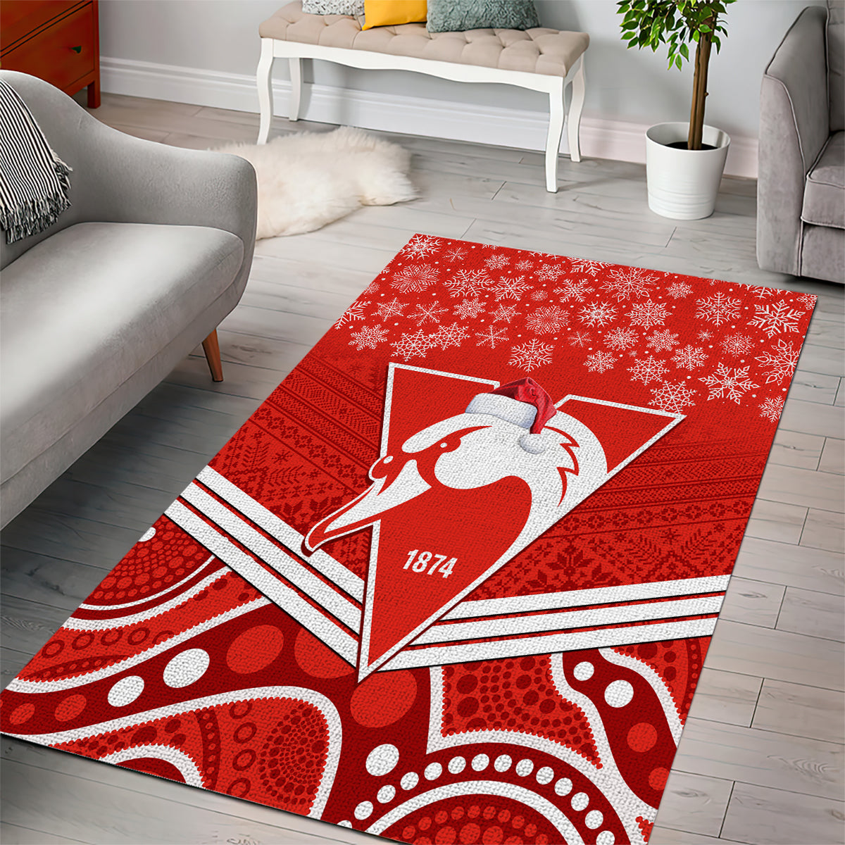 personalised-swans-football-christmas-area-rug-merry-xmas-2023-mix-aboriginal-art