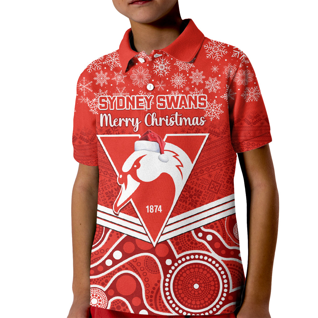 personalised-swans-football-christmas-kid-polo-shirt-merry-xmas-2023-mix-aboriginal-art