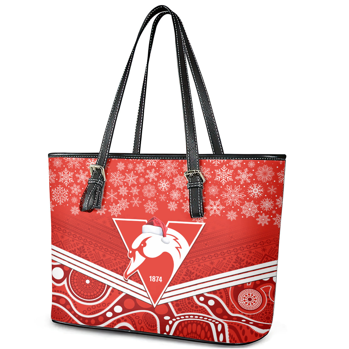 personalised-swans-football-christmas-leather-tote-bag-merry-xmas-2023-mix-aboriginal-art