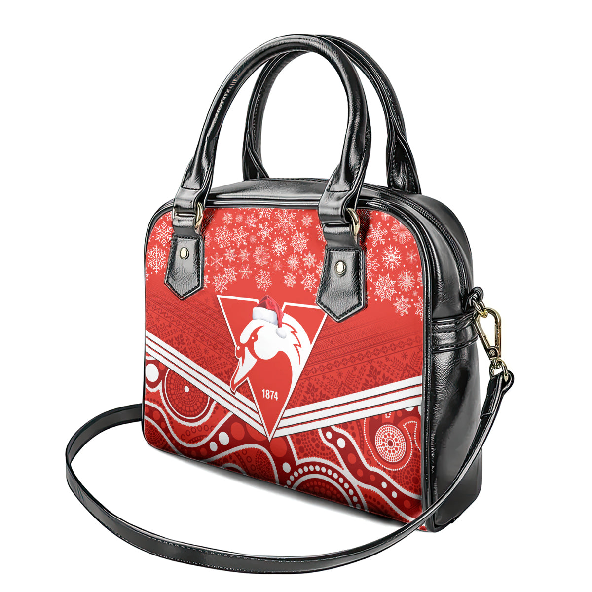 personalised-swans-football-christmas-shoulder-handbag-merry-xmas-2023-mix-aboriginal-art