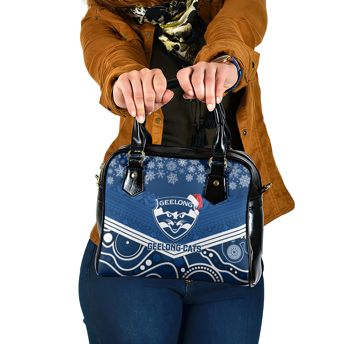 custom-geelong-football-christmas-shoulder-handbag-merry-xmas-2023-mix-aboriginal-art