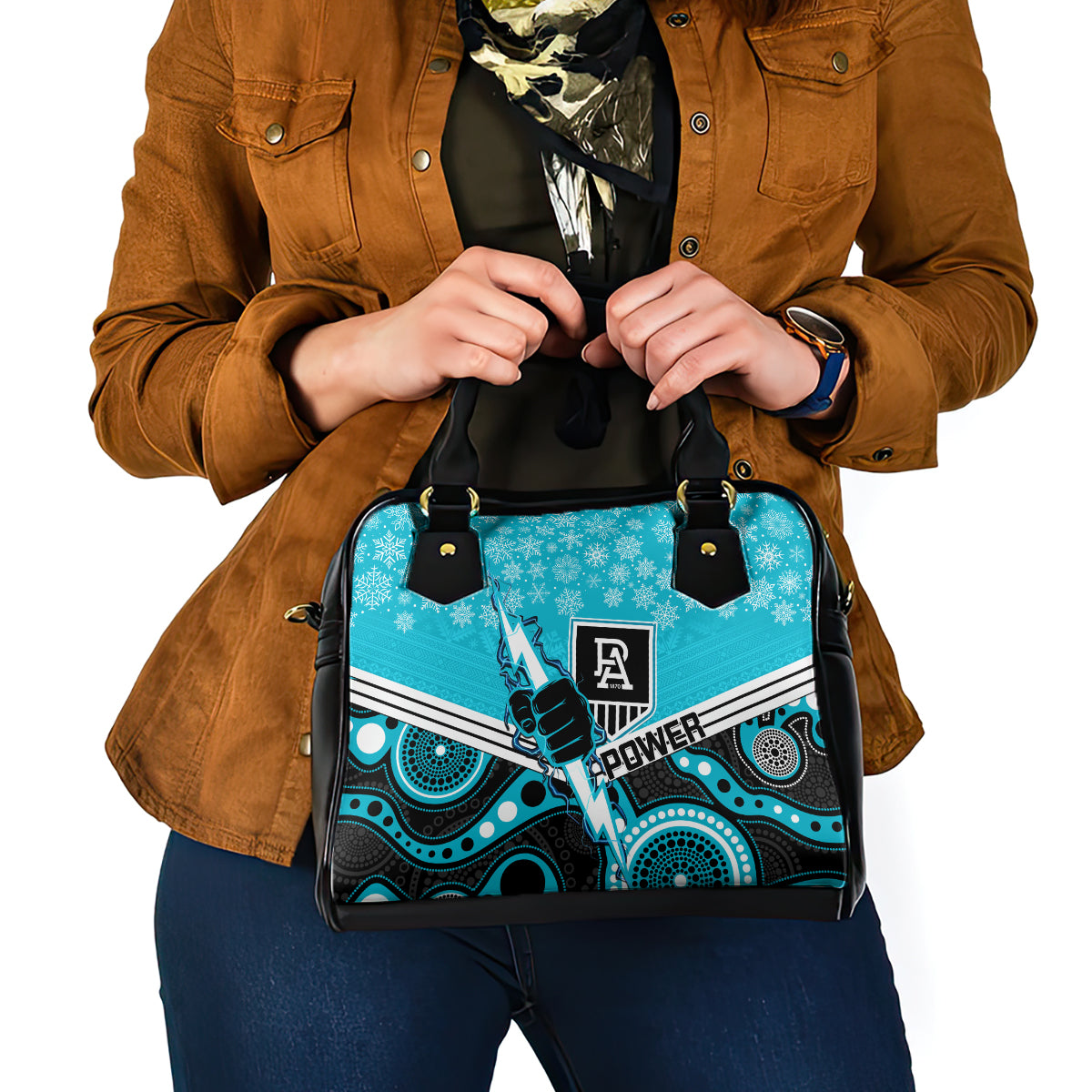 custom-port-adelaide-football-christmas-shoulder-handbag-merry-xmas-2023-mix-aboriginal-art