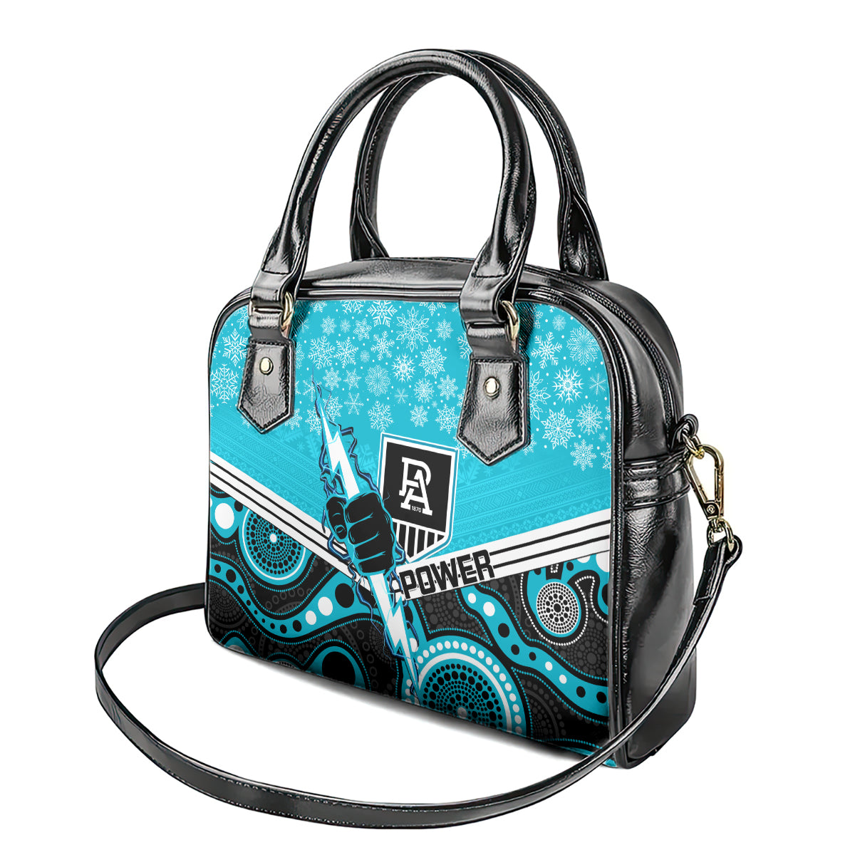 custom-port-adelaide-football-christmas-shoulder-handbag-merry-xmas-2023-mix-aboriginal-art