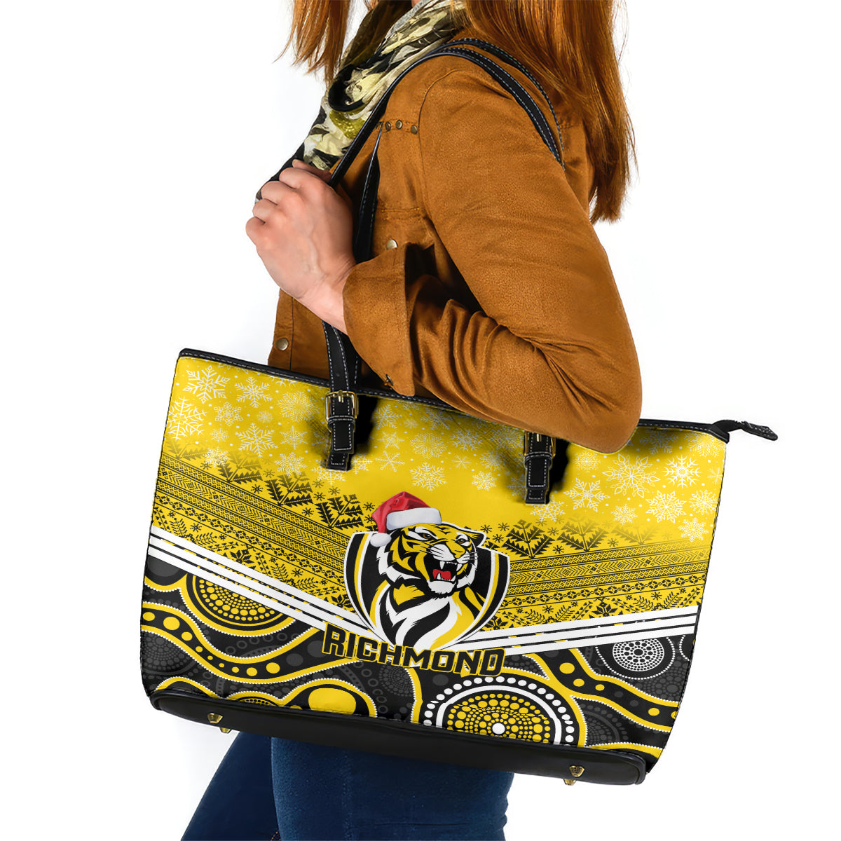 custom-richmond-football-christmas-leather-tote-bag-merry-xmas-2023-mix-aboriginal-art