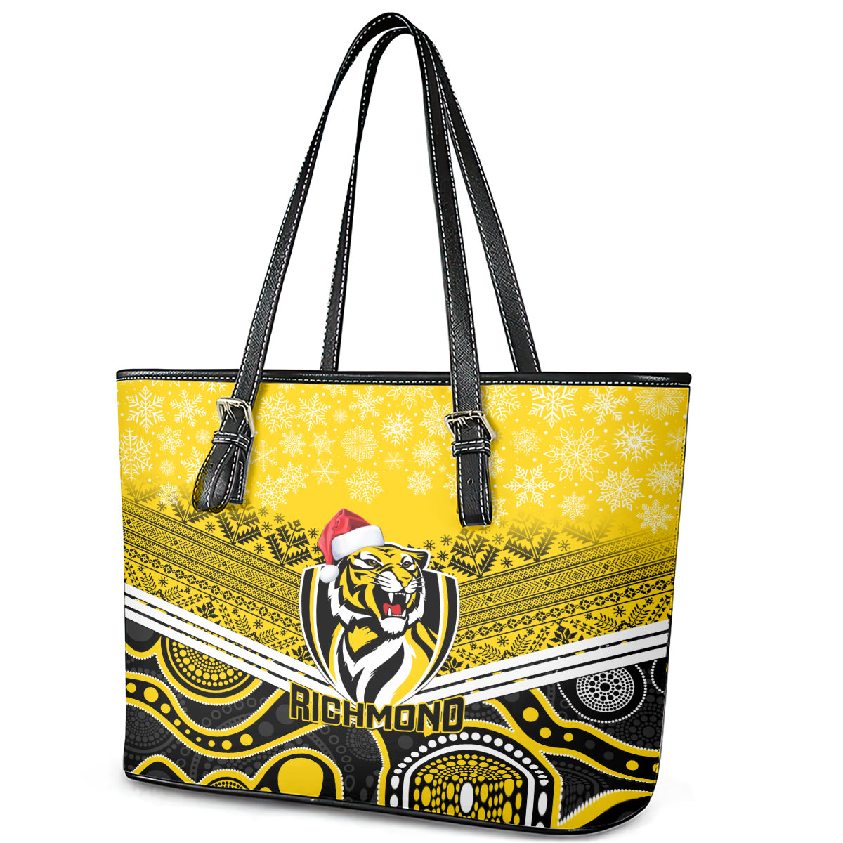 custom-richmond-football-christmas-leather-tote-bag-merry-xmas-2023-mix-aboriginal-art