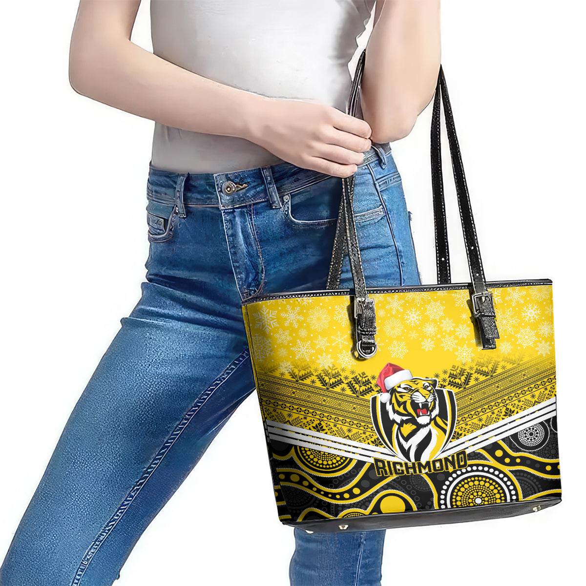 custom-richmond-football-christmas-leather-tote-bag-merry-xmas-2023-mix-aboriginal-art