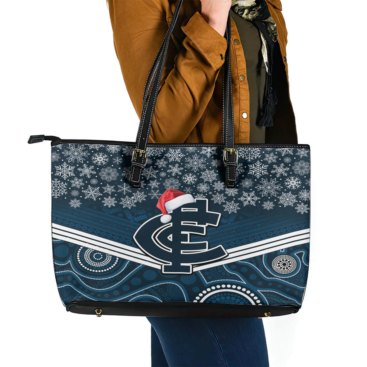 custom-blues-football-christmas-leather-tote-bag-merry-xmas-2023-mix-aboriginal-art