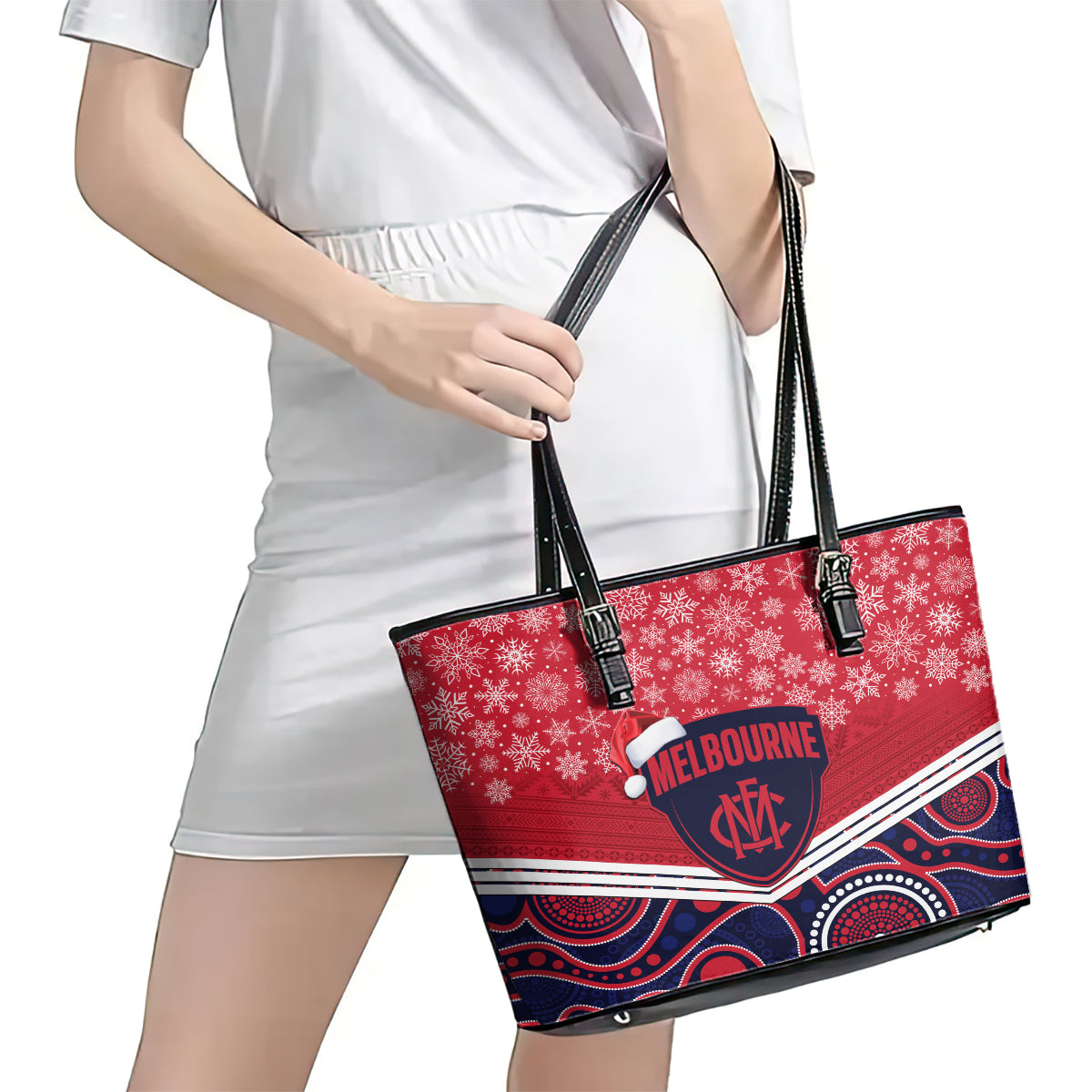 custom-melbourne-football-christmas-leather-tote-bag-merry-xmas-2023-mix-aboriginal-art