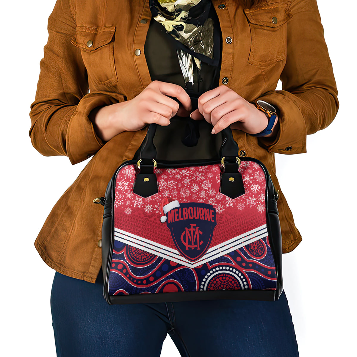 custom-melbourne-football-christmas-shoulder-handbag-merry-xmas-2023-mix-aboriginal-art