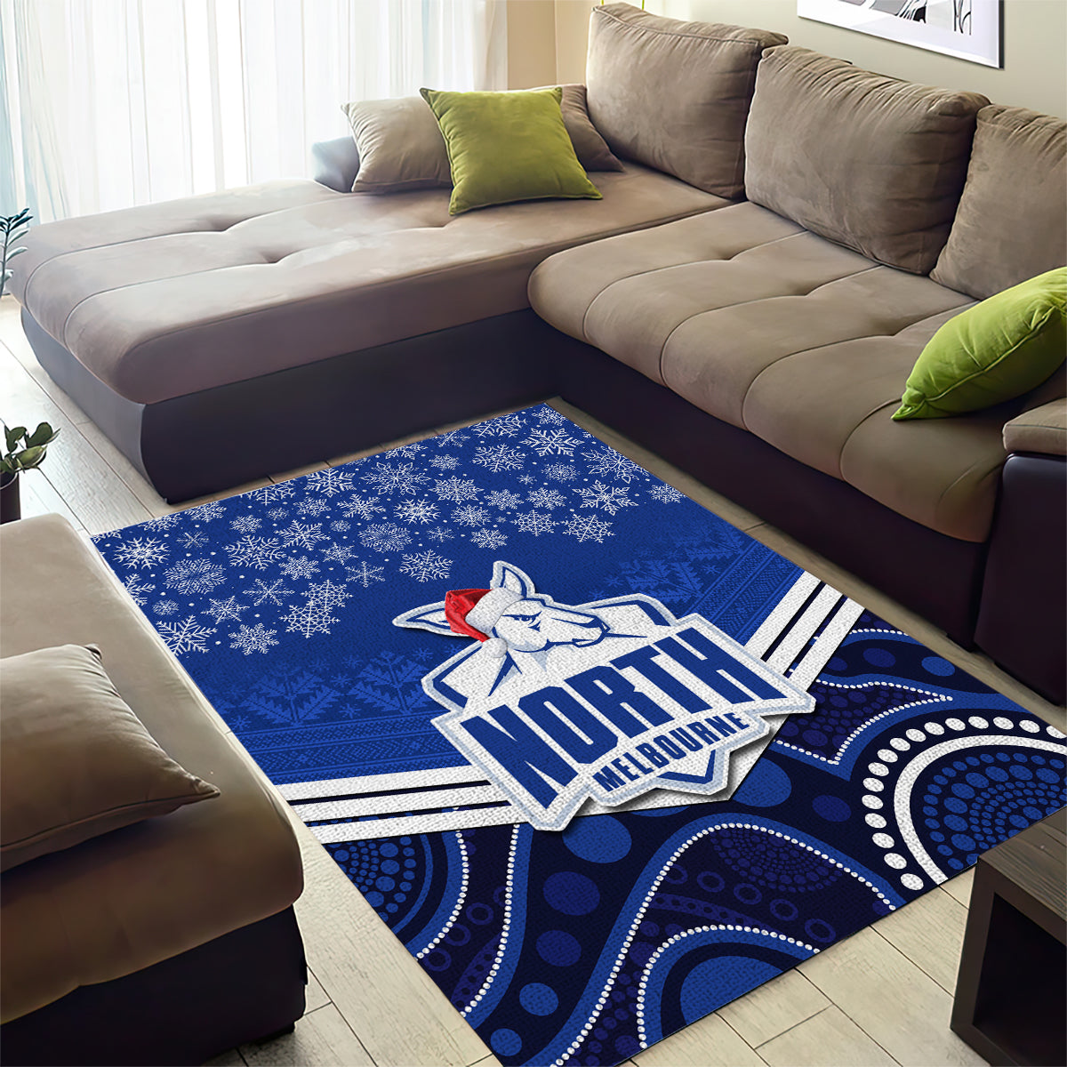 custom-north-melbourne-football-christmas-area-rug-merry-xmas-2023-mix-aboriginal-art