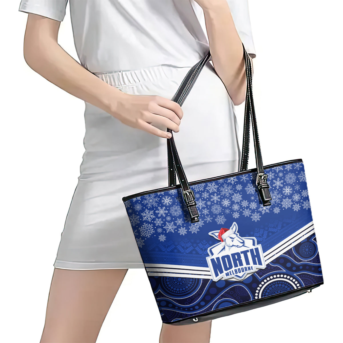 custom-north-melbourne-football-christmas-leather-tote-bag-merry-xmas-2023-mix-aboriginal-art