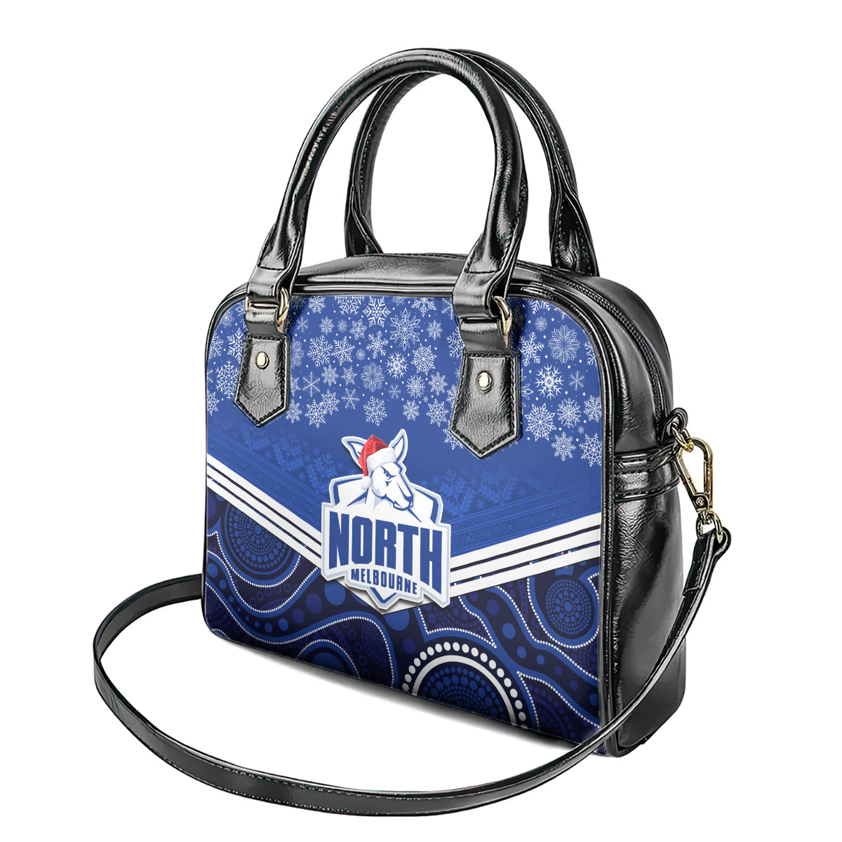 custom-north-melbourne-football-christmas-shoulder-handbag-merry-xmas-2023-mix-aboriginal-art