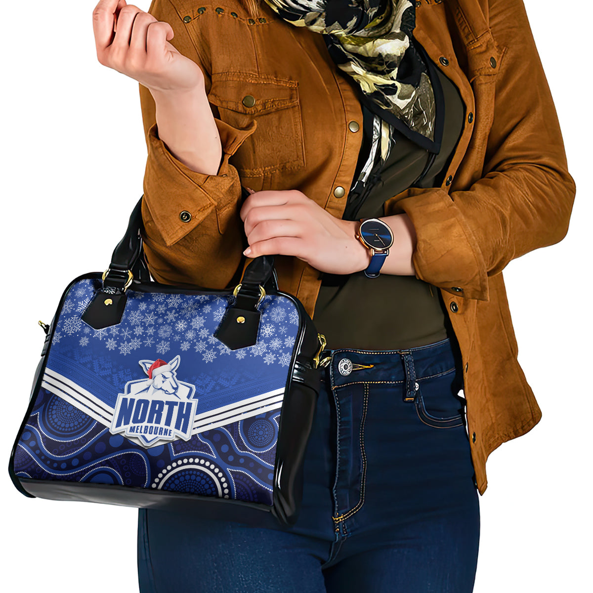 custom-north-melbourne-football-christmas-shoulder-handbag-merry-xmas-2023-mix-aboriginal-art