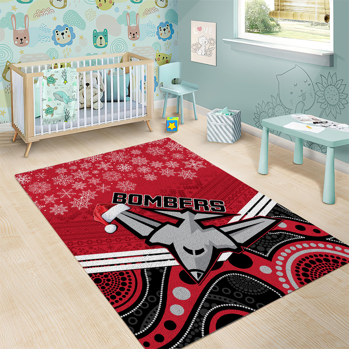 custom-essendon-football-christmas-area-rug-merry-xmas-2023-mix-aboriginal-art