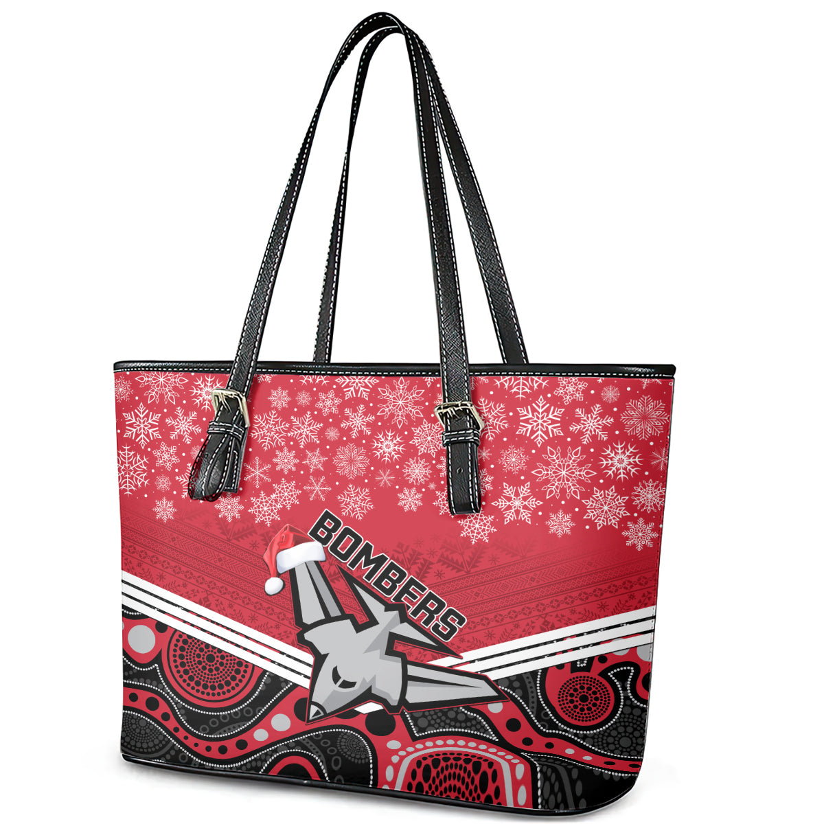 custom-essendon-football-christmas-leather-tote-bag-merry-xmas-2023-mix-aboriginal-art