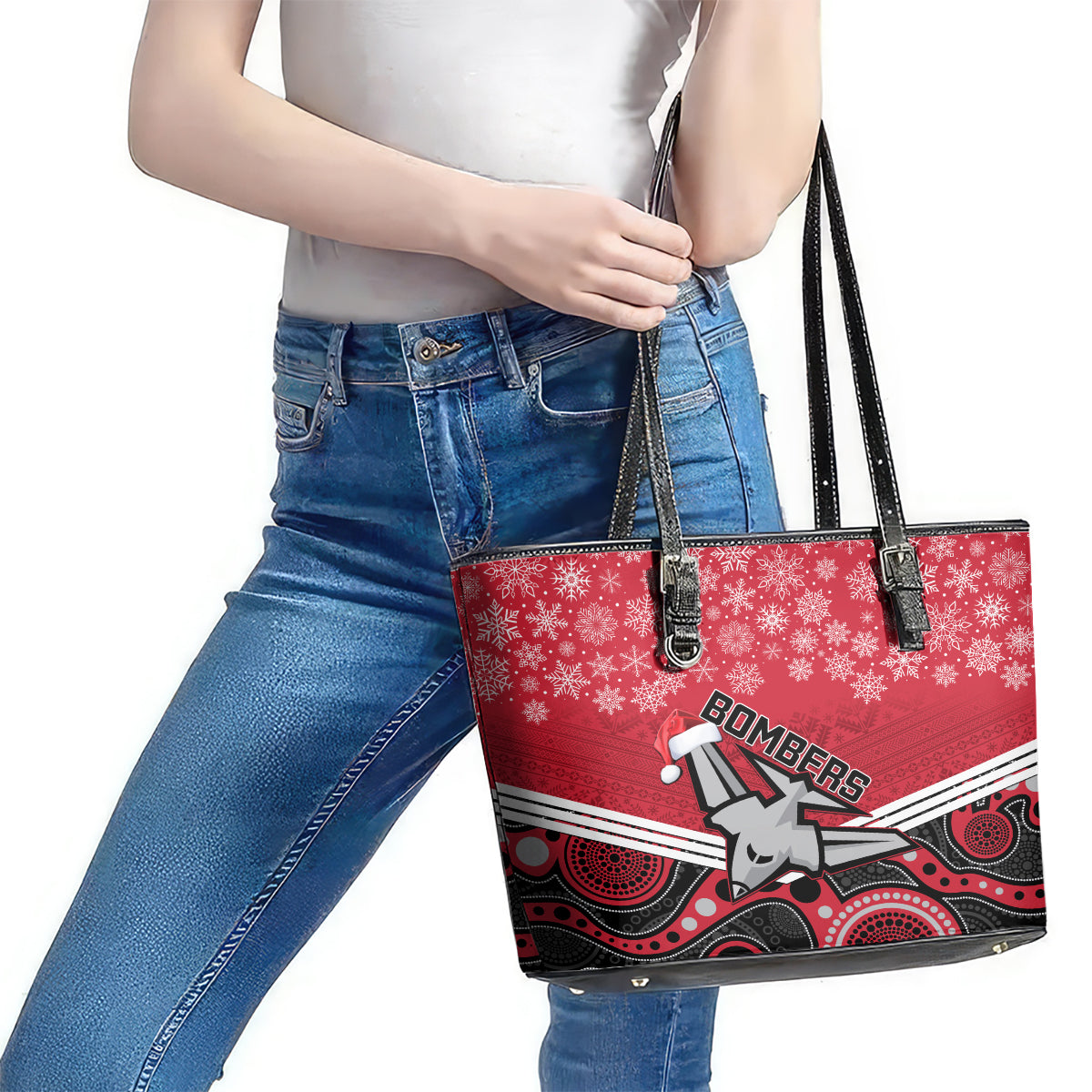 custom-essendon-football-christmas-leather-tote-bag-merry-xmas-2023-mix-aboriginal-art