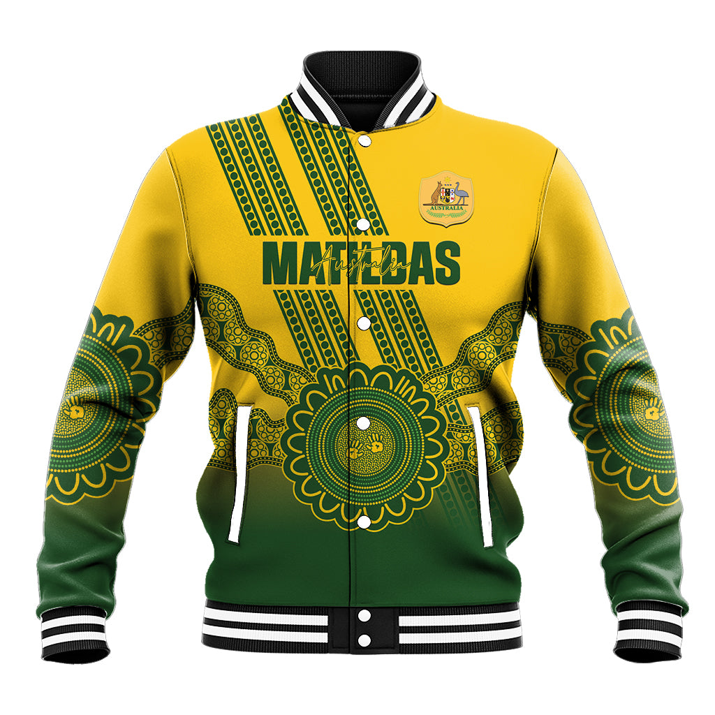 Custom Australia Matildas Baseball Jacket Aussie Aboriginal Gold Version