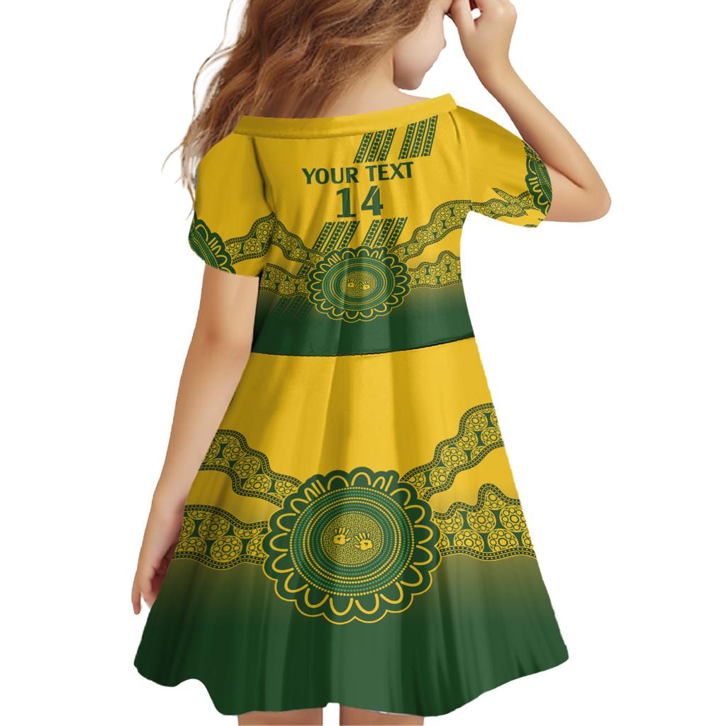 Custom Australia Matildas Family Matching Long Sleeve Bodycon Dress and Hawaiian Shirt Aussie Aboriginal Gold Version