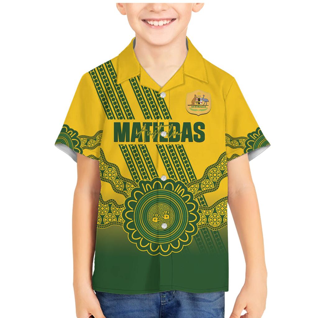 Custom Australia Matildas Family Matching Mermaid Dress and Hawaiian Shirt Aussie Aboriginal Gold Version