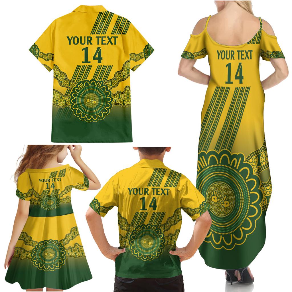 Custom Australia Matildas Family Matching Summer Maxi Dress and Hawaiian Shirt Aussie Aboriginal Gold Version