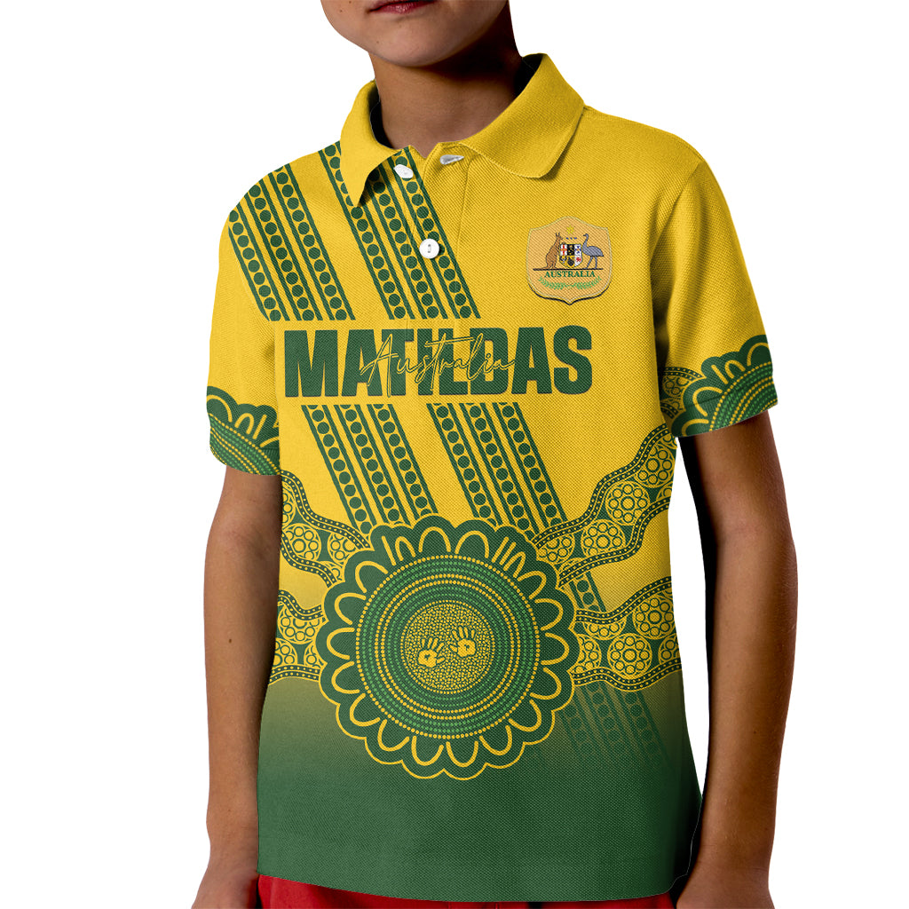 Custom Australia Matildas Kid Polo Shirt Aussie Aboriginal Gold Version